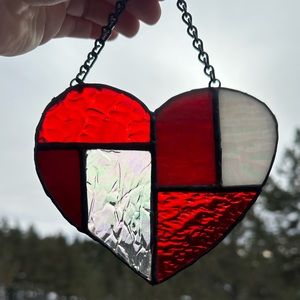 Homemade stained glass heart with chain